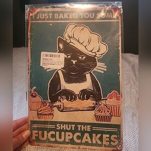 Retro Metal Sign For Home Wall Decor (Cat-fucupcakes) 8x12"‎